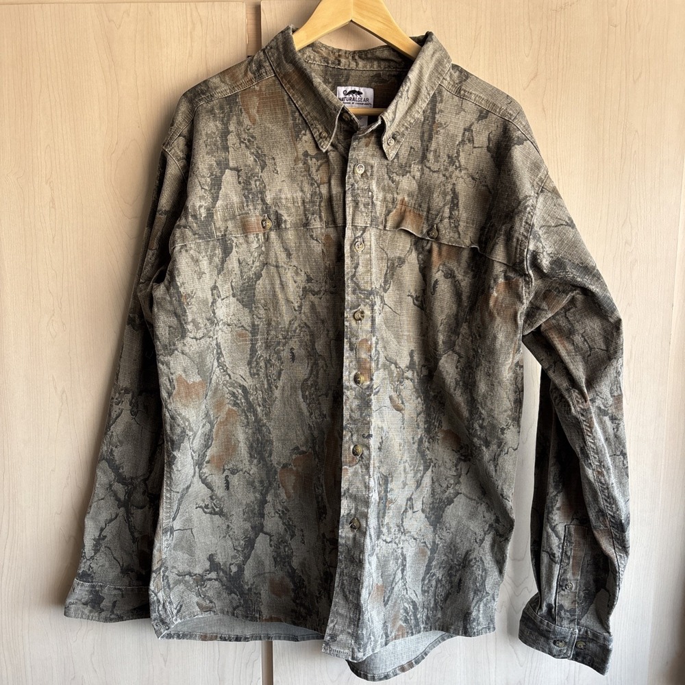 Natural Gear Men's Camo Long Sleeve Button Up Shirt Size XL Cotton Blend